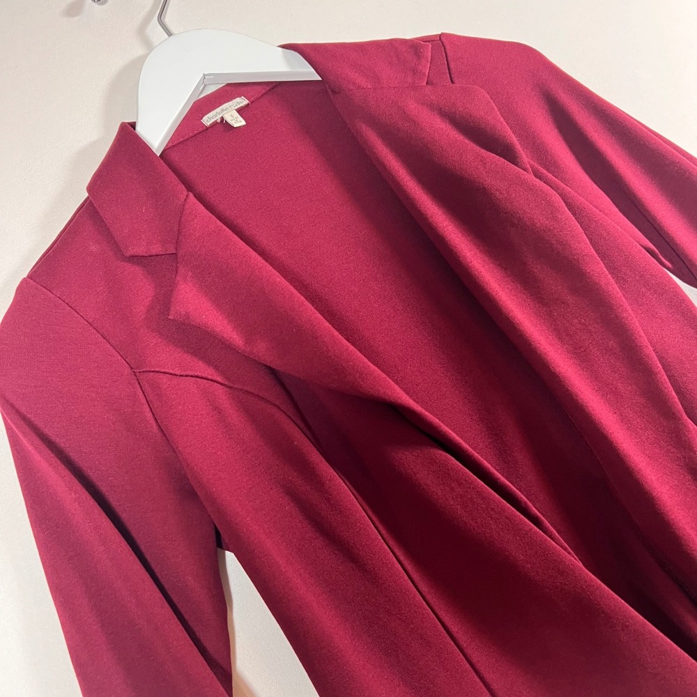 Charlotte Russe Blazer Women Small Ruched Sleeve Open Front Burgundy Y2K